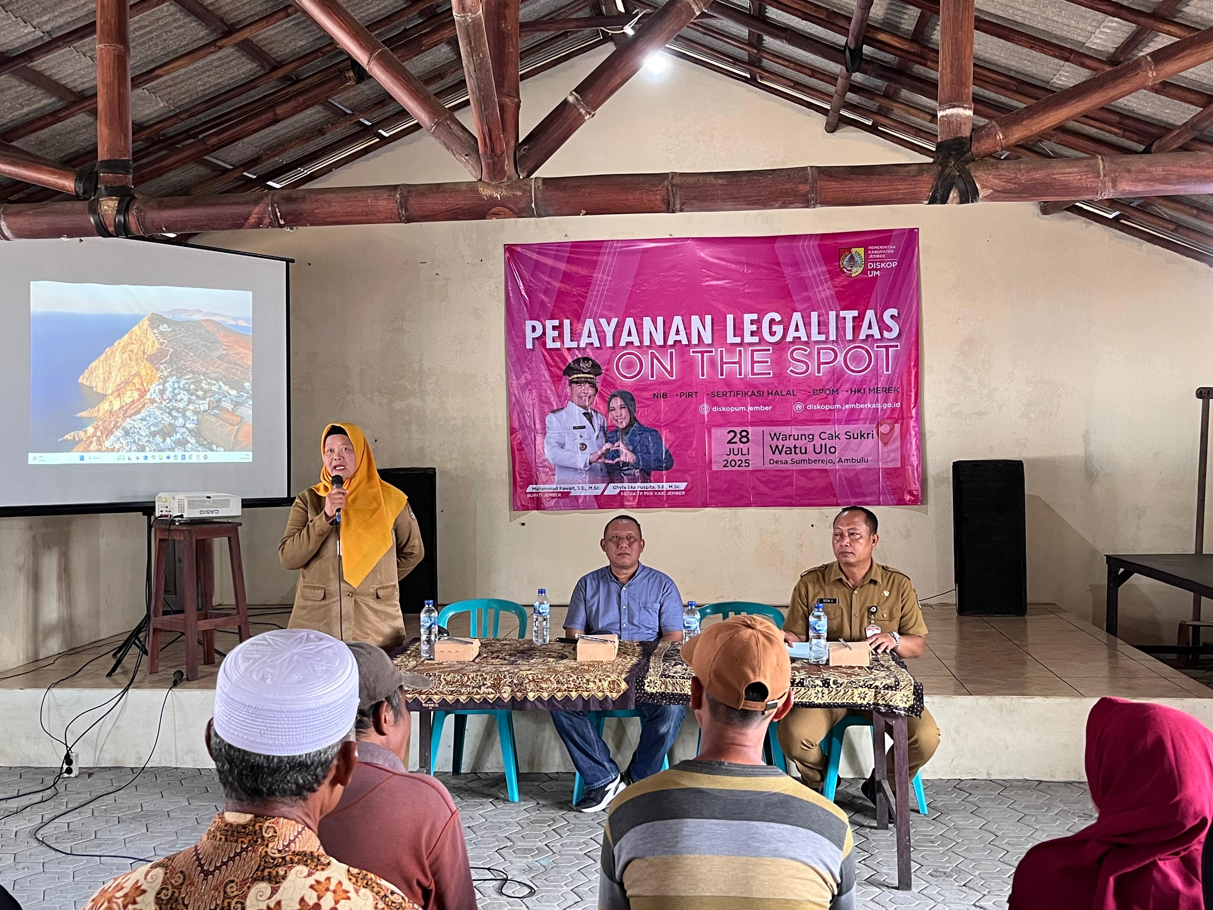Dinas Koperasi dan Usaha Mikro Kabupaten Jember Gelar Pelayanan Legalitas Usaha  On The Spot di Desa Sumberejo, Ambulu