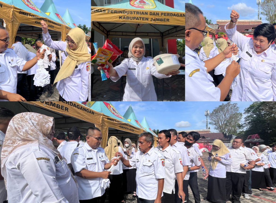 Hiburan Tarik Benang Warnai Kebersamaan Halal Bihalal DisKopUKMDag